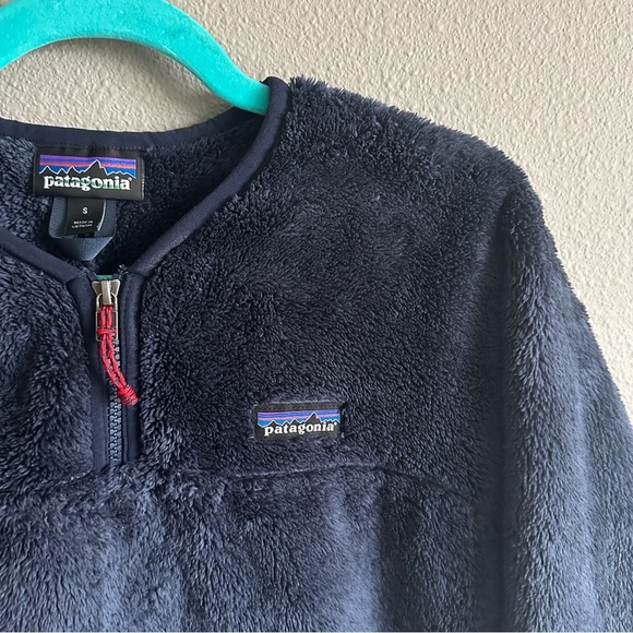 Patagonia Navy Fuzzy Fleece Quarter Zip Sweatshirt Small - Picture 3 of 12